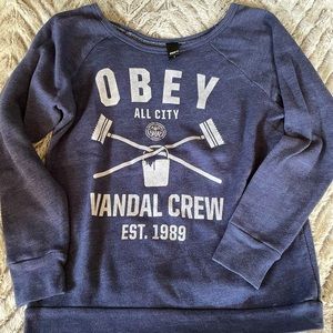 Women’s Small OBEY off shoulder crewneck